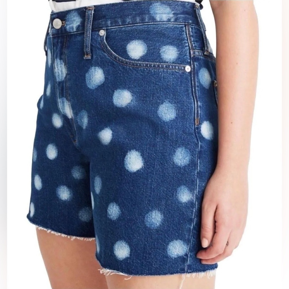 NEW Madewell The Perfect Jean Shorts Polka Dot Edition 100% Cotton Blue Sz 28
